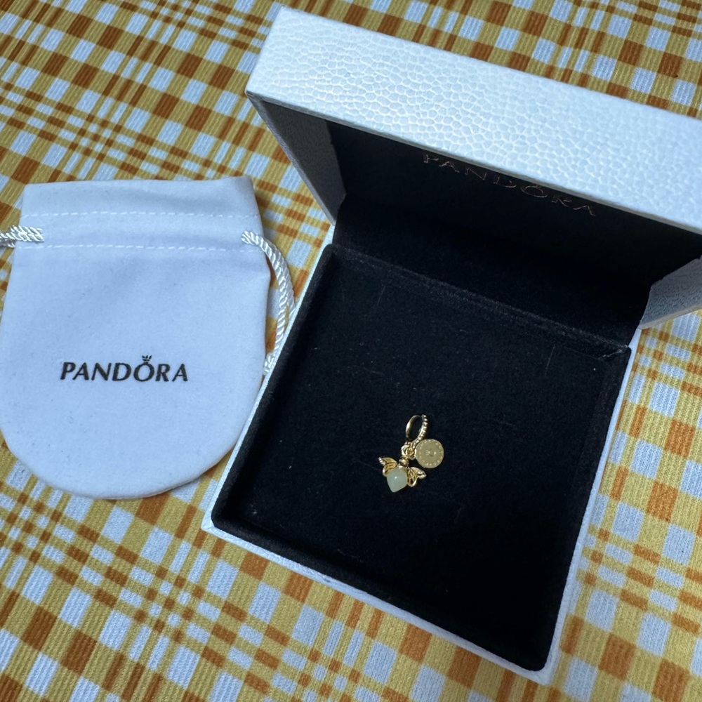 Pandora Gold Charm with Heart and Star Accents
